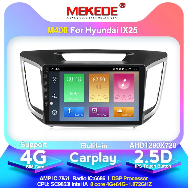 Android 10 4 + 64G 8 ядерный автомобильный dvd gps мультимедийный плеер для hyundai creta ix25 2.5D IPS