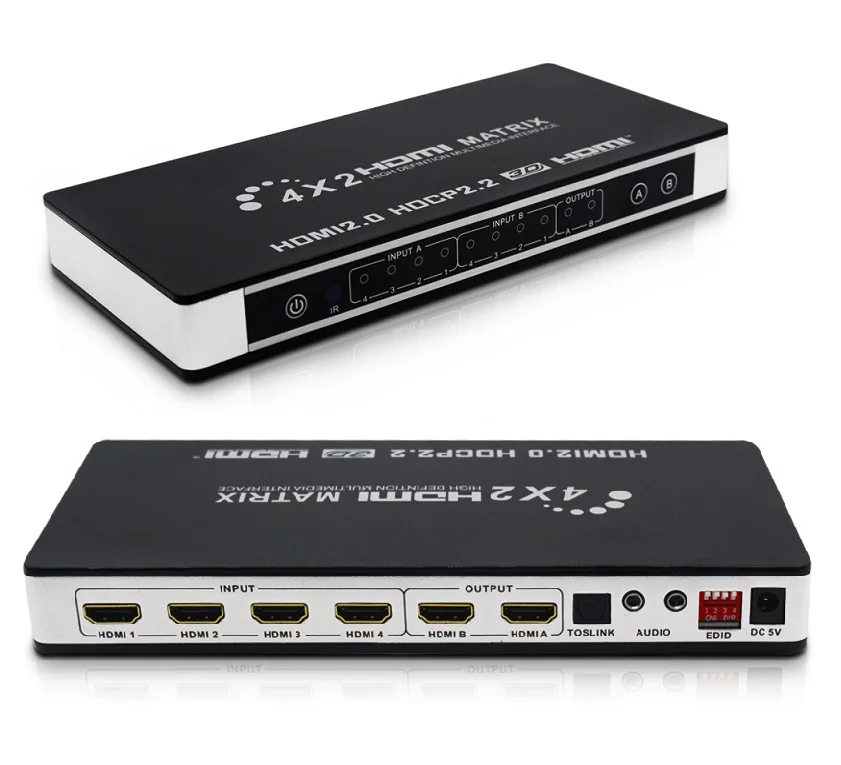 HDMI матрица 4x2 HD 4K x 2K переключатель сплиттер 4 входа 2 выхода 3D 1080P 60 Гц настоящий
