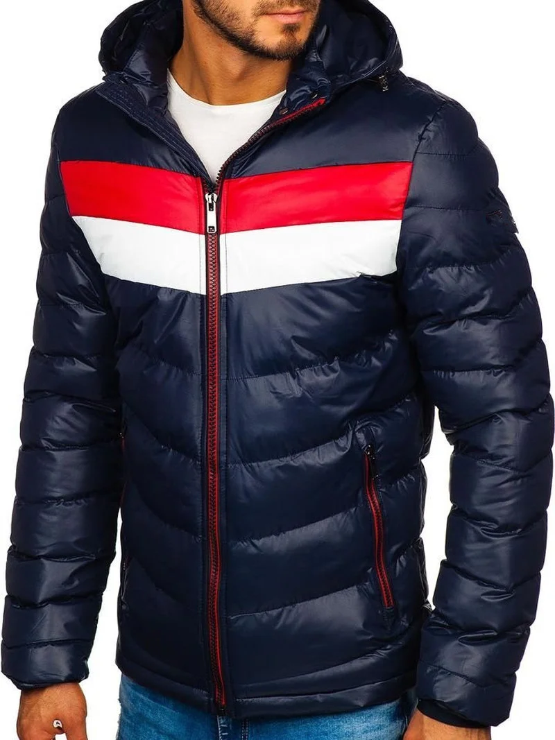 ZOGAA men's fashion double color matching cotton jacket with hood