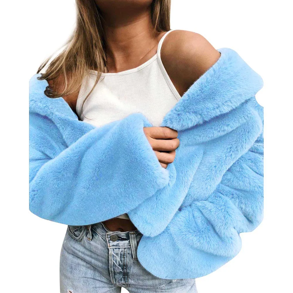 Зимнее женское пальто из искусственного меха высокого качества роскошное