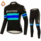 2022 Movistar, Мужская зимняя теплая флисовая одежда для гоночного велосипеда, велосипедная одежда для горного велосипеда