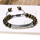 Браслет Из тигровый глаз и лавовый камень натуральных камней, с шармами, регулируемый, ювелирные изделия в стиле буддизма