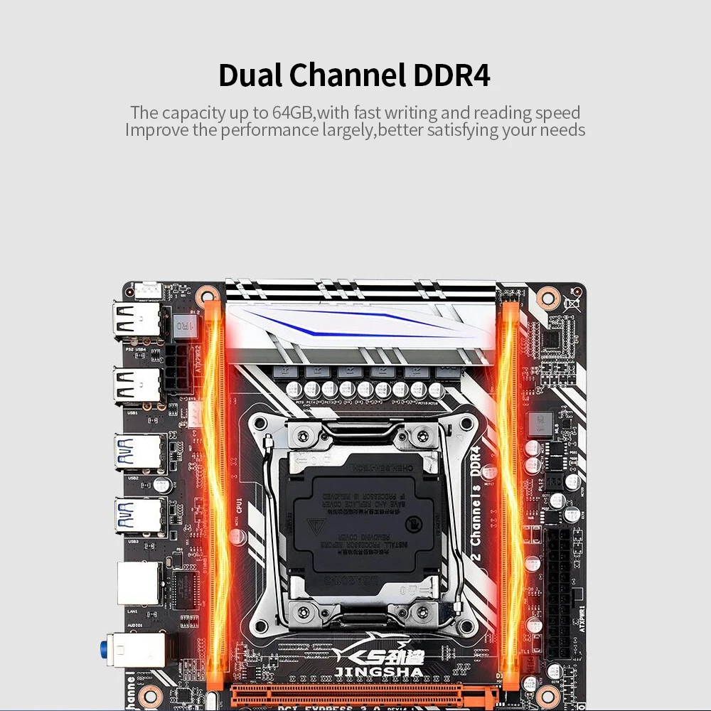 JINGSHA X99-D4 двухканальная материнская плата DDR4 M.2 игровая для LGA2011 V3/V4 серии