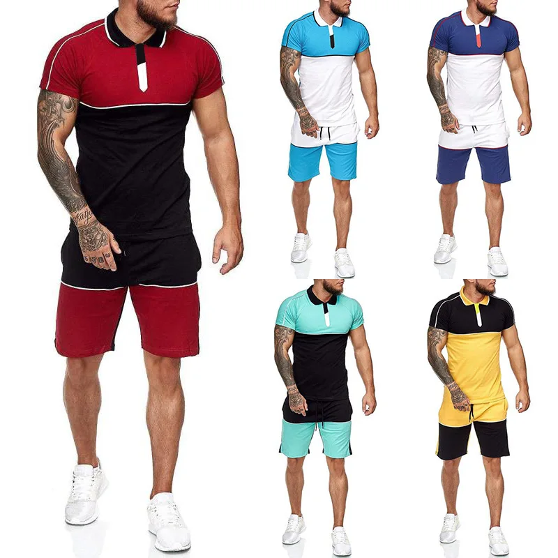 

Men Short Suit Summer Leisure Summer Clothing 2 Color Block Sports Suit 2021 New Men Shirt T-shirt Shorts Men Sports Suit