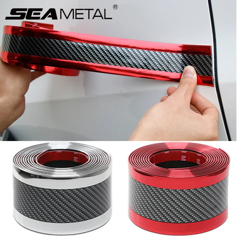 Автомобильный Стайлинг 5D углеродное волокно резиновый протектор на порог