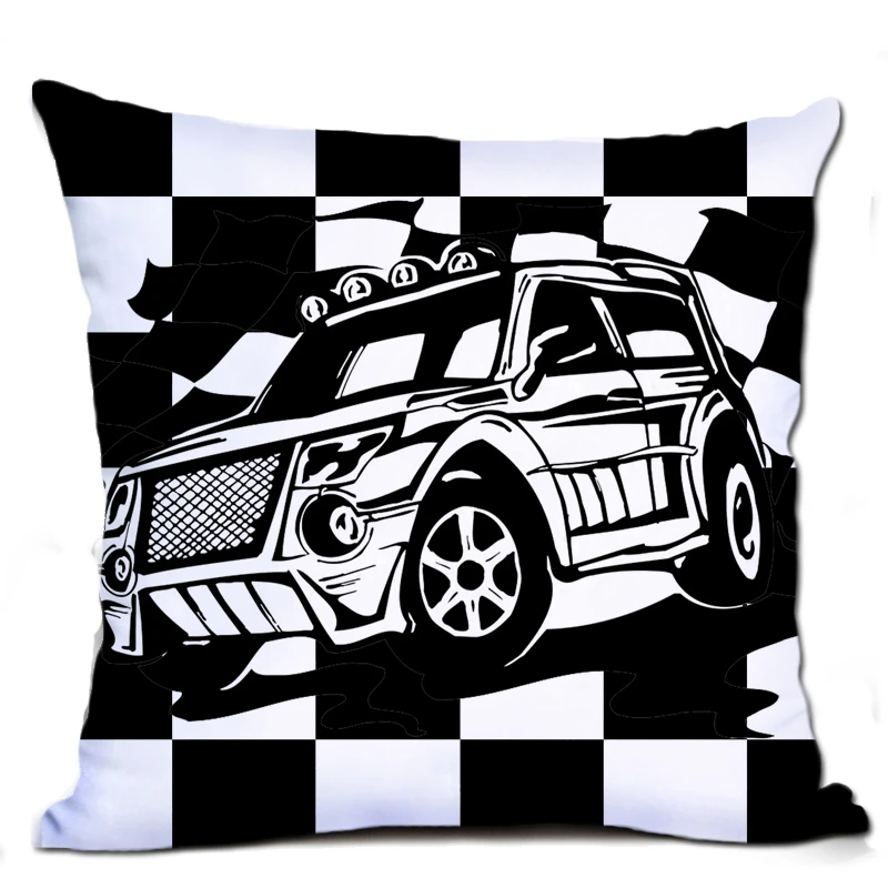 Наволочка для подушки с мультяшным принтом автомобиля 45x45 см из полиэстера