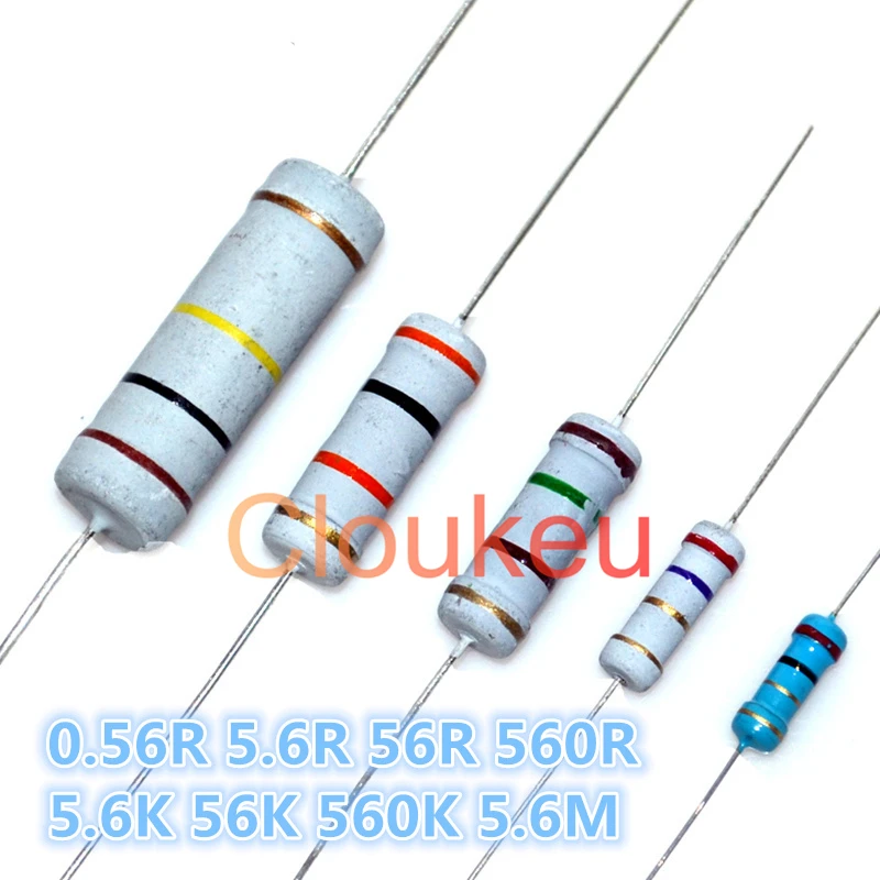 1/8 Вт 1/4 1/2 1 2 3 5 1% 5% Сопротивление цветному кольцу 0.56R 5.6R 56R 560R 6 K 56K 560K M Ом|Индукторы| |
