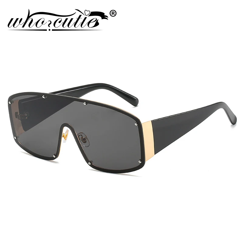 Футуристические мужские и женские очки WHO CUTIE большие солнцезащитные в оправе с