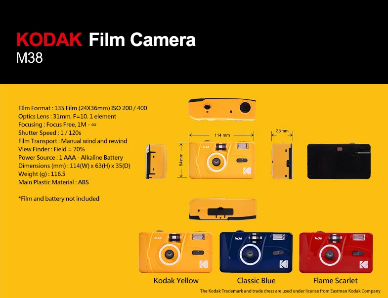 Для KODAK винтажная Ретро M38 Ungrade M35 35 мм со вспышкой многоразовая пленка камера