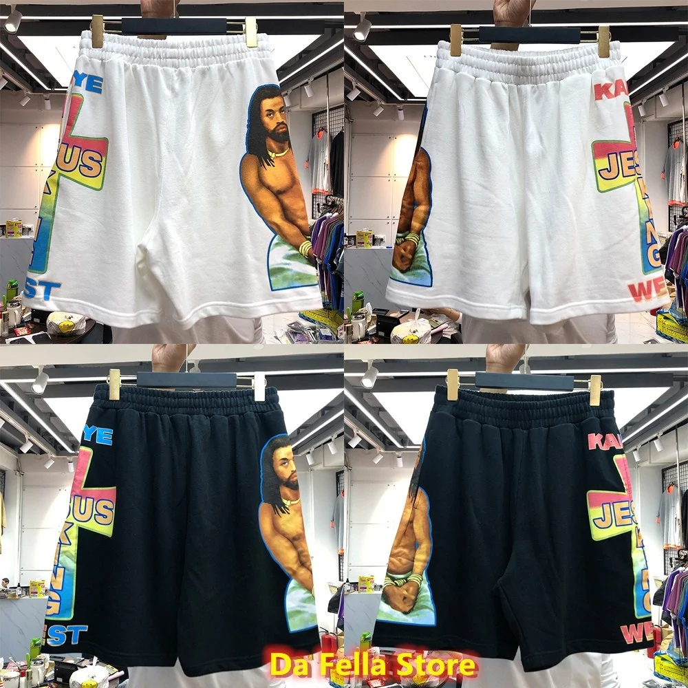 

2020 New Jesus is king Shorts Rainbow color font cross JESUS IS KING Shorts Kanye West Casual High Quality Men Women breechcloth