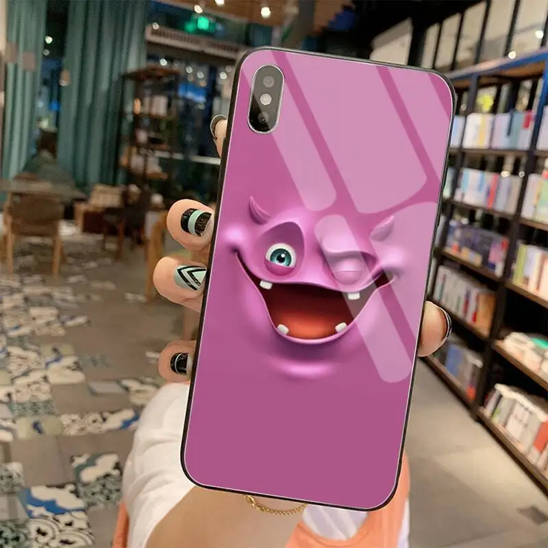

NBDRUICAI Funny face mouth Phone Cover Tempered Glass For iPhone 11 Pro XR XS MAX 8 X 7 6S 6 Plus SE 2020 case