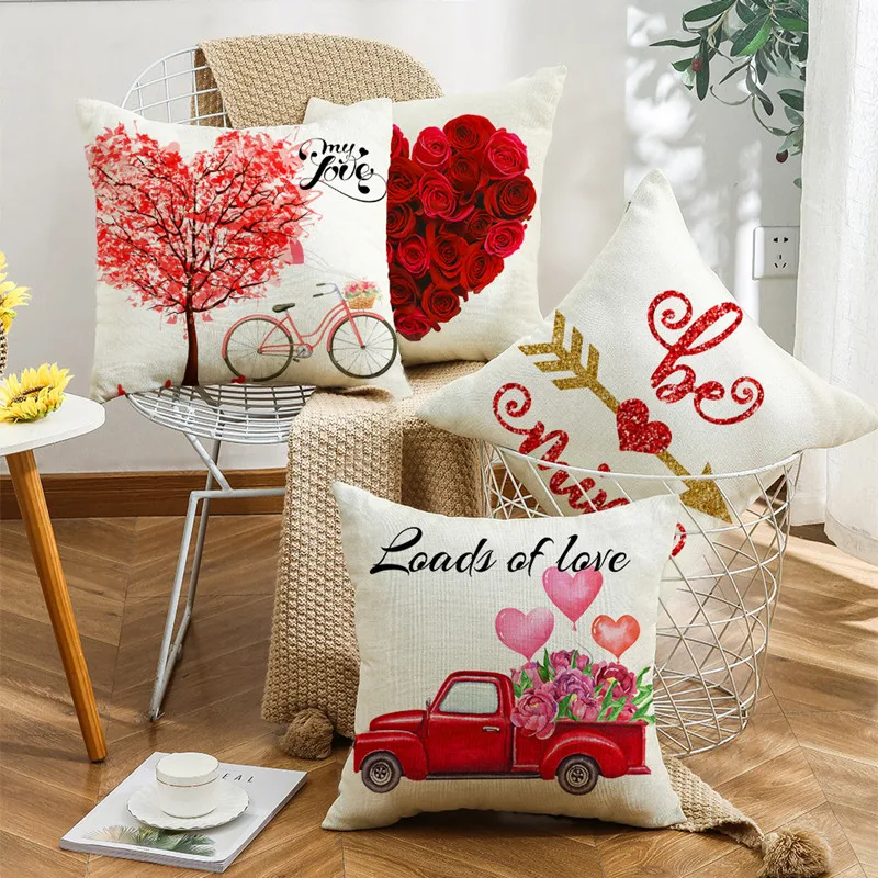 

Valentines Day 45cm Linen Pillowcase Valentine's Day Marriage Wedding Party Decor Supplies Pillow Covers Decor Wedding Ornaments
