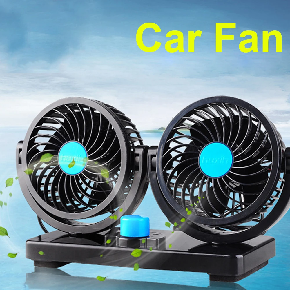 

Car Dual Fan Car Interior Accessories 360 Degrees-round Car Cooling Accessories Swing Fan Ventilation Board Summer 12V