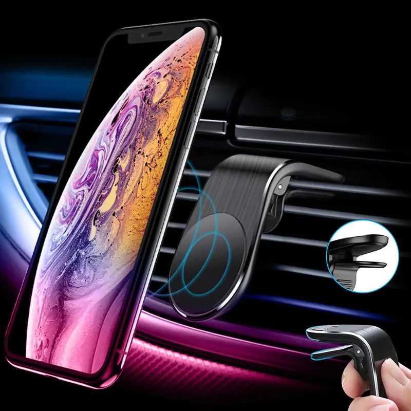 Universal Magnetic Car Phone Holder L Shape Air Vent Mount Stand in GPS Mobile For iPhone X Samsung S9 Xiaomi | Мобильные телефоны