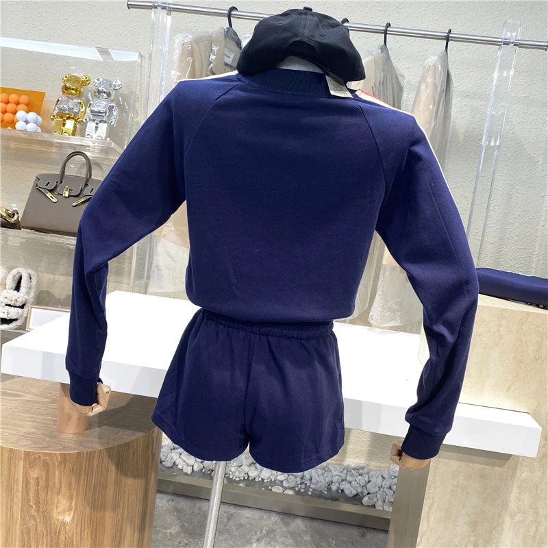 

Multicolor Long Sleeve Slim One Piece Shorts Stand Collar Casual Loose Slimming Jumpsuits Lady Wide Leg Playsuits