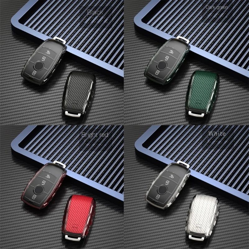 

TPU Car Key Case Cover Protector Fob Remote Carbon Fiber Protector For E Class E200L E300L C260L A200L
