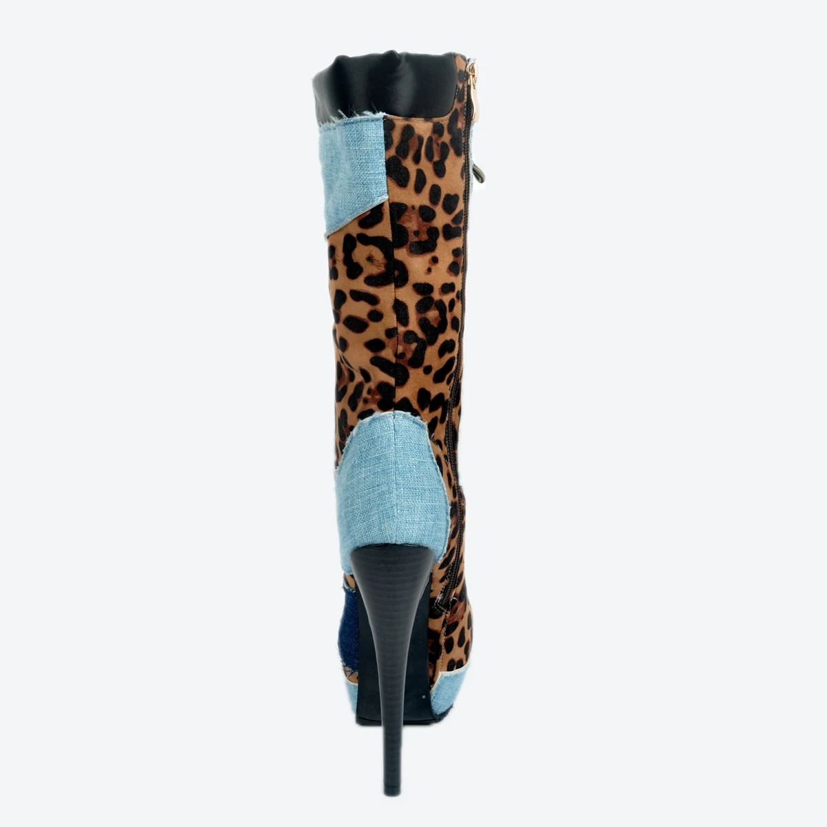 Beli Sepatu Bot Wanita Musim Gugur Dan Musim Dingin Stiletto Seksi Ultra-tinggi Renda Silang Beku Denim Pasangan Warna Ujung Bundar Mode Baru