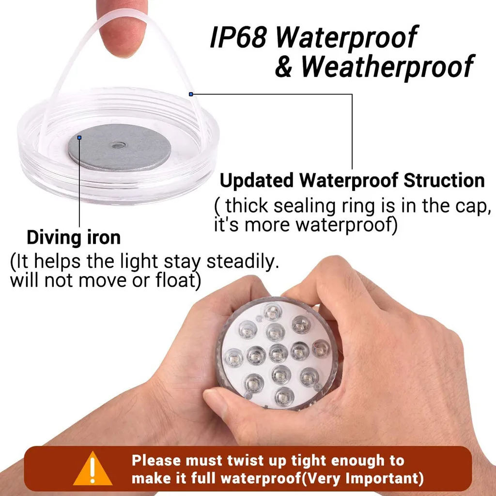 13 светодиодный светильник с Водонепроницаемый Батарея работает мульти Цвет