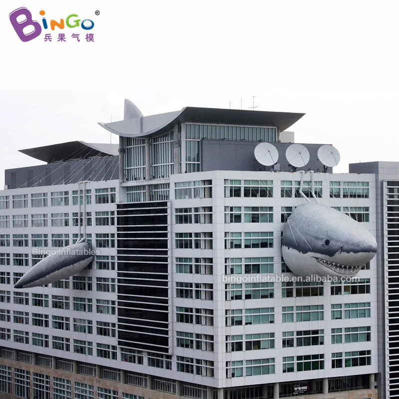 Подгонянная гигантская надувная акула на здание/5 частей надувные большие