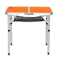 70 x 50 x60cm folding camping table adjustable lightweight desk silver white anodized aluminum tube legs non slip rubber feet