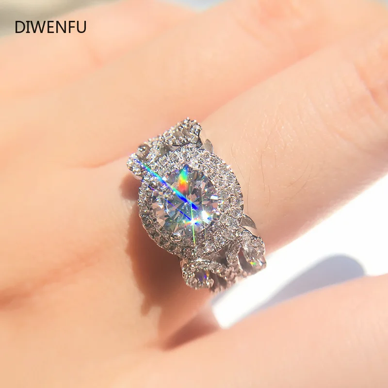 

S925 Sterling Silver Rings Women Christmas Diamond Wedding Rings for Couples Round Diamond 925 Silver Nose Ring for Fine Jewelry