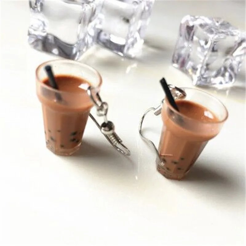 Simulation Pearl Milk Tea Resin Earrings for Women Cute Funny Ear Clips Juice Bottle Jewelry Kids Accessories School Girl Gifts | Украшения