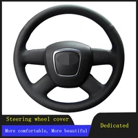 car steering wheel cover braid wearable genuine leather for audi a3 2006 2013 a4 b8 a6 c6 2005 2011 q5 2009 2010 2012 q7