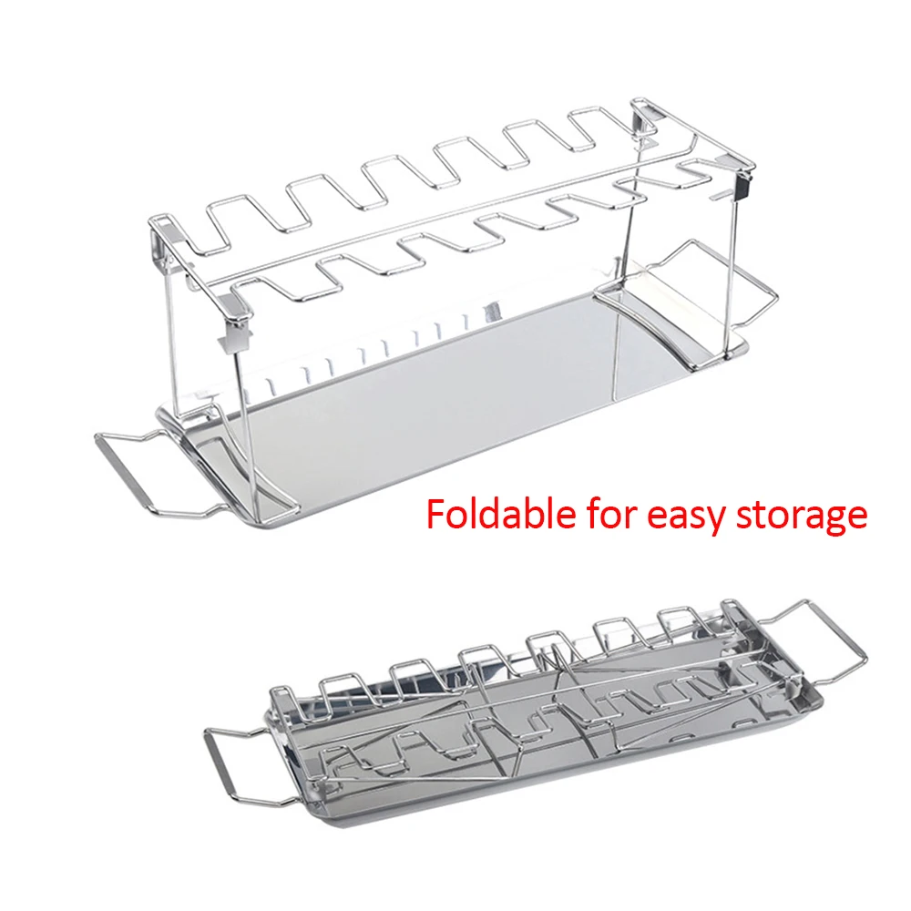 

2020 Stainless Steel Chicken Wing Leg Rack for Grill Smoker Oven 12 Slots Roaster Stand for BBQ Picnic