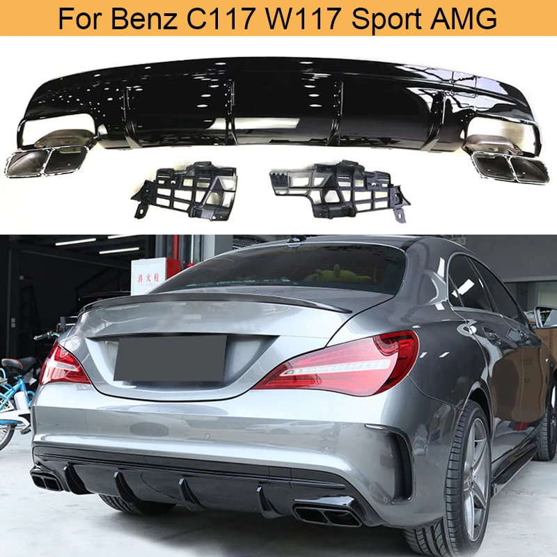 Углеродное волокно/Блеск черный диффузор для заднего бампера губа Mercedes Benz C117 W117