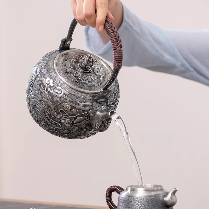 Серебряный горшок из стерлингового серебра один двойной дракон четыре морской