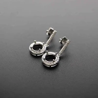 5 8mm round solid 925 sterling silver diy prong hook earrings settings bezel 1702198