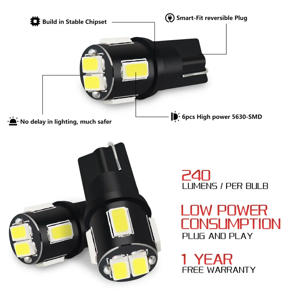 10x T10 LED W5W светодиодные внутренние Автомобильные фары для Honda Civic зеркальные