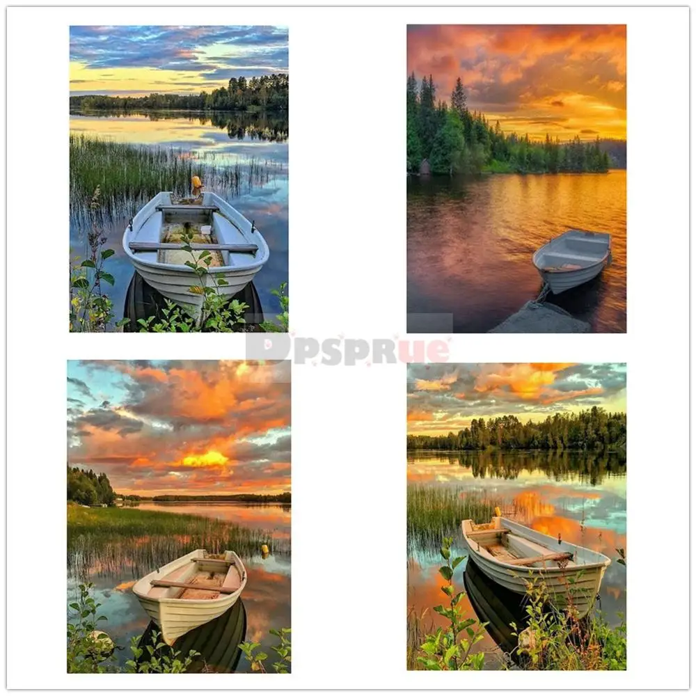 

Dpsprue Full Square/Round Drill 5D DIY Diamond Painting "Beautiful Boat Scenery" 3D Embroidery Cross Stitch 3D Home Decor Gift