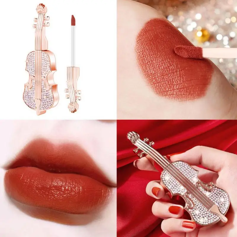 

Creative Violin Lip Glaze Soft Mist Velvet Lipstick Moisturize Not Easy To Fade Lip Gloss Beauty Long Lasting Lips Makeup TSLM1