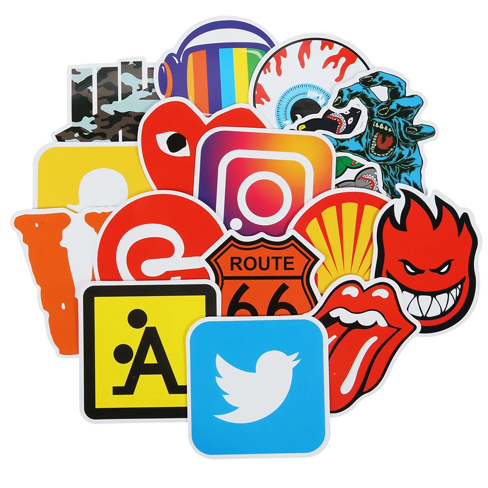 

100 PCS Skateboard Fashion brand Logo Waterproof Sticker For Luggage Car Guaitar Skateboard Phone Laptop Bicycle Stickers