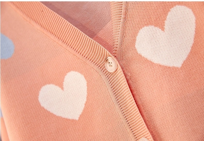 Женский вязаный комплект из двух предметов Свободный кардиган с сердечками и