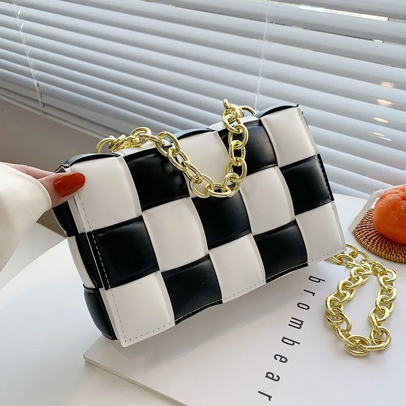 Плетеные квадратные сумки через плечо для женщин модная новинка 2021