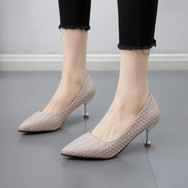 

Llogai Spring Fashion Women's Shoes Fashion High Heels Pointed Toe Glitter Pumps Female Sexy Brides Wedding Shoes Thin Heels