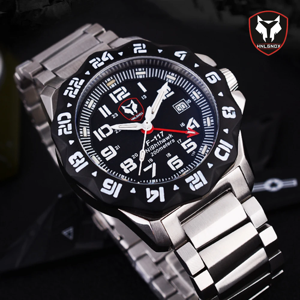 Для мужчин наручные часы спортивные кварцевые военный для дайвинга GMT
