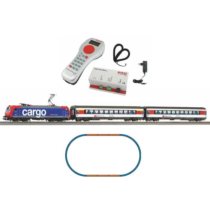 

1/87 Train Model Digital Locomotive + 2 Passenger Car + Subgrade Track + CNC