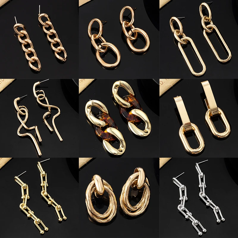 

ZWC New Quality Earrings 2021 Trend Fashion Gold Earrings For Women Korean Popular Vintage Bohemian Pendants Earrings Jewelry