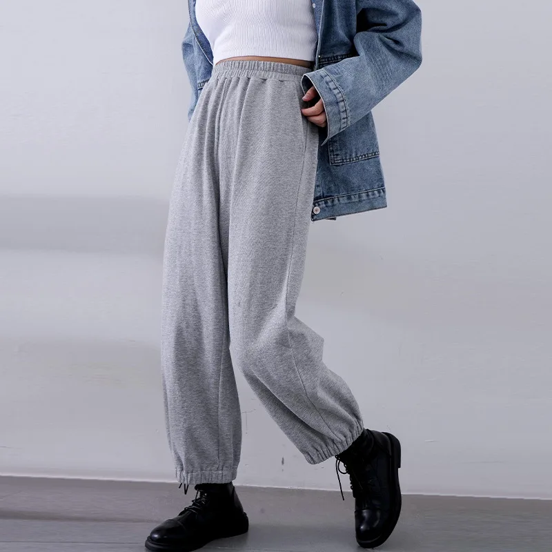 

100% Cotton Woman Pants Korean Style Hot Pants Vintage Streetwear Exercise Pants For Women Baggy Sweatpants Capris 120086WKJ