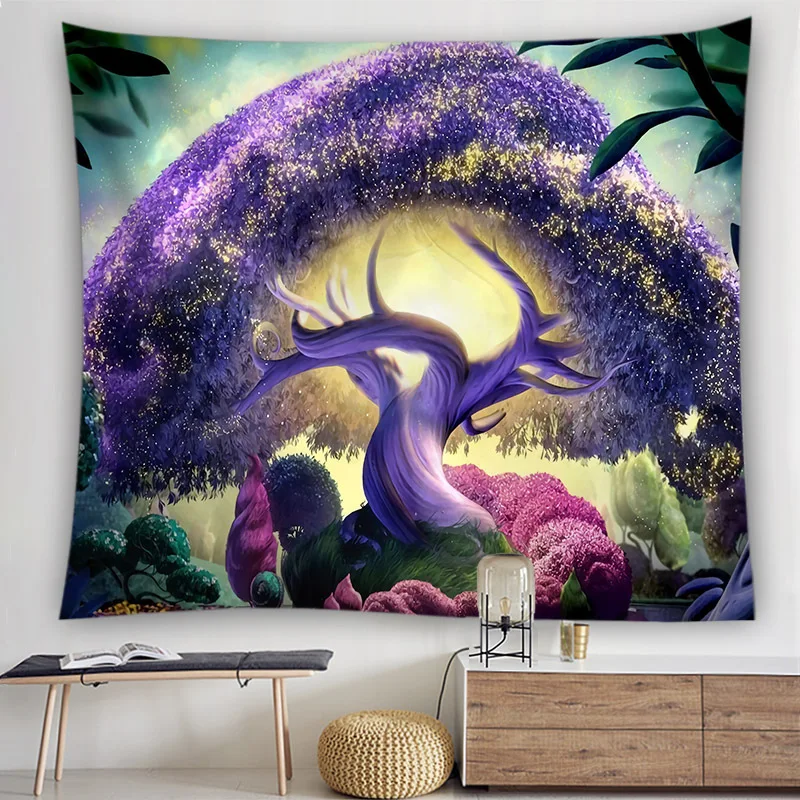 

Magical Mushroom Tree Tapestry in Fantasy Forest Tapestry Art Tapestries Mushrooms with Cool Backdrop for Living Room Bedroom Do