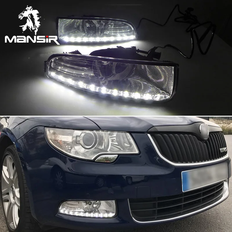 

Для Skoda Superb 2010 2011 2012 2013 Супер яркость 12 в светодиодный ные дневные ходовые огни s автомобильные фасветильник дневные ходосветильник огни про...