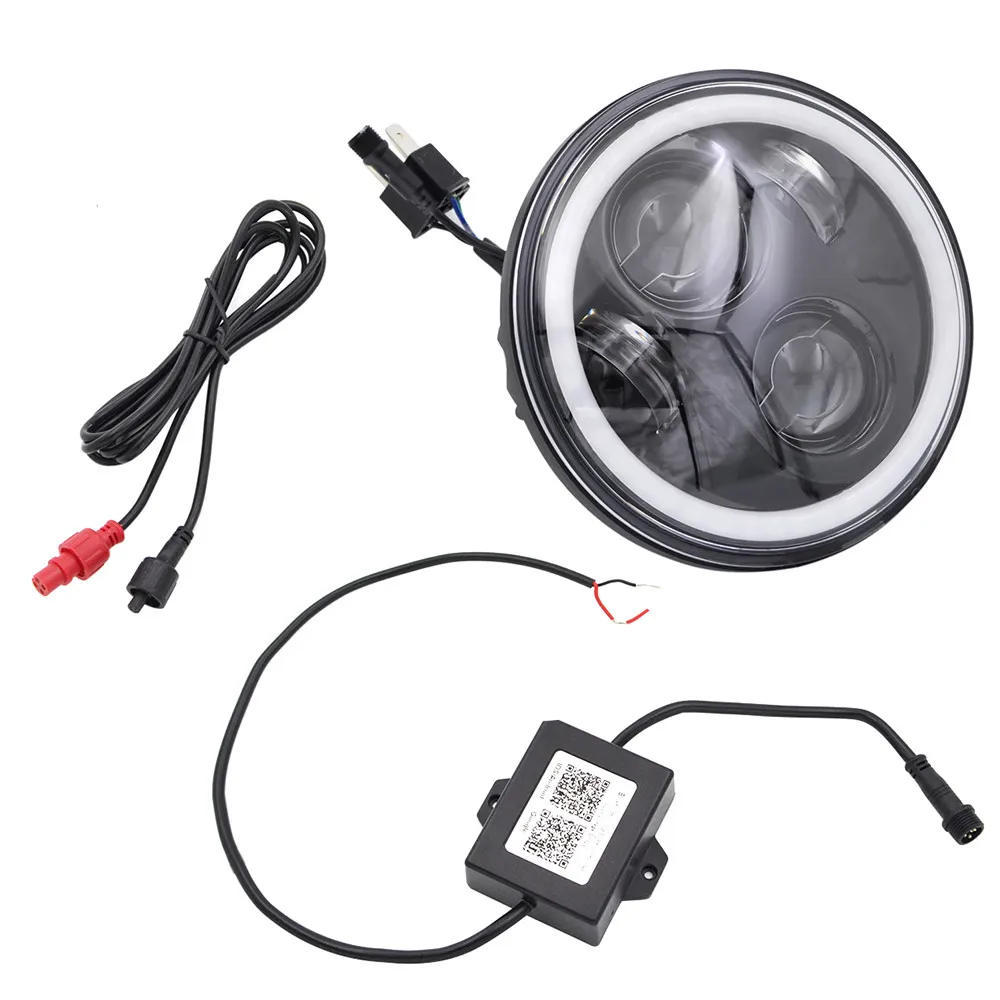 JAER 5-3/4 дюймов Светодиодные мотоциклетные фары 40 Вт RGB Phare Farol Moto для Harley Sportster Iron 883 1200 Dyna Street Bob противотуманные фары