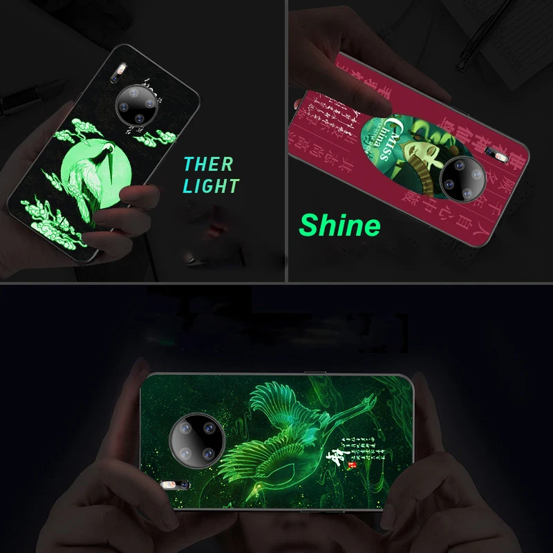 Светящийся чехол из искусственной кожи для Huawei Mate 30 20 Pro 20X P30 P20 мягкие