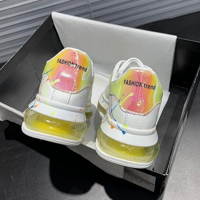 

Spring Women's Causal Sneakers Shoes New Air Cushion Shoes Thick-soled Increased Graffiti Luminous Sneakers