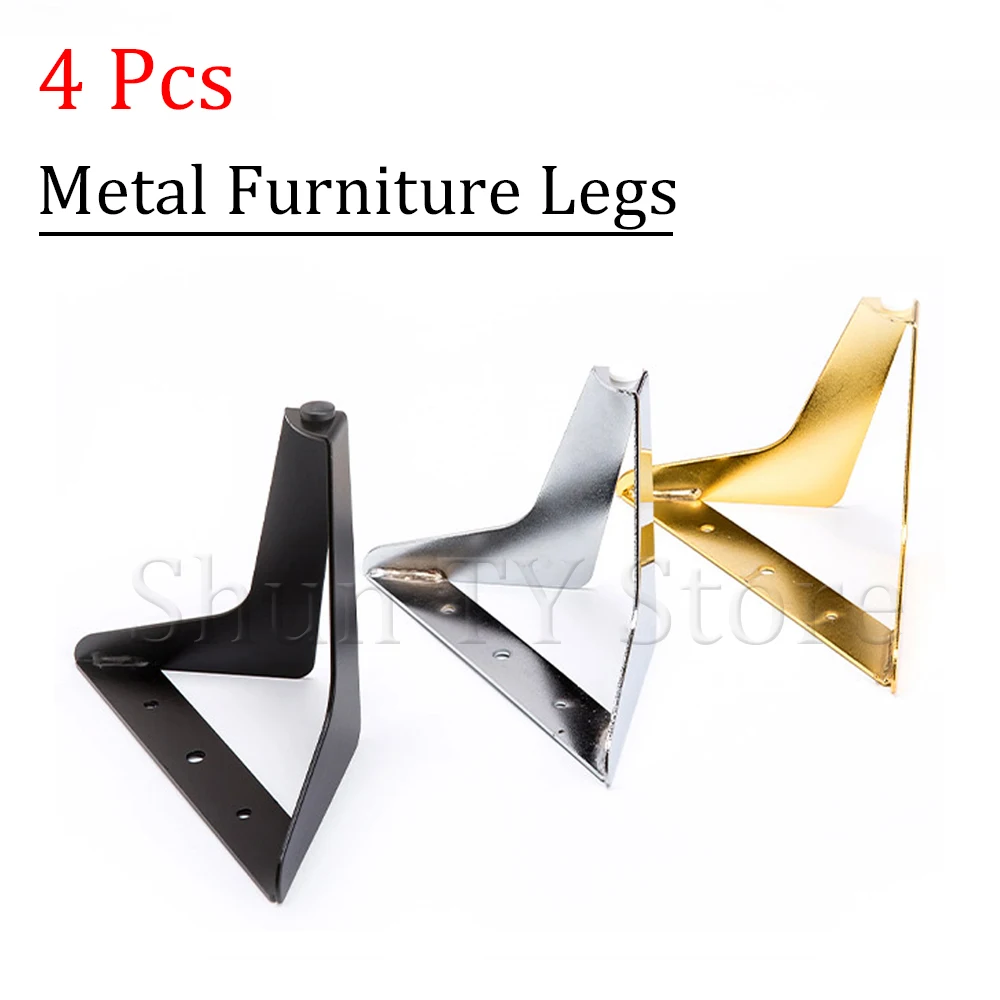 

4 Pcs Feet for Metal Light Luxury Hardware Furniture, Table Chair Mount Sofa TV Cabinet Bathroom Gold Black Support Feet