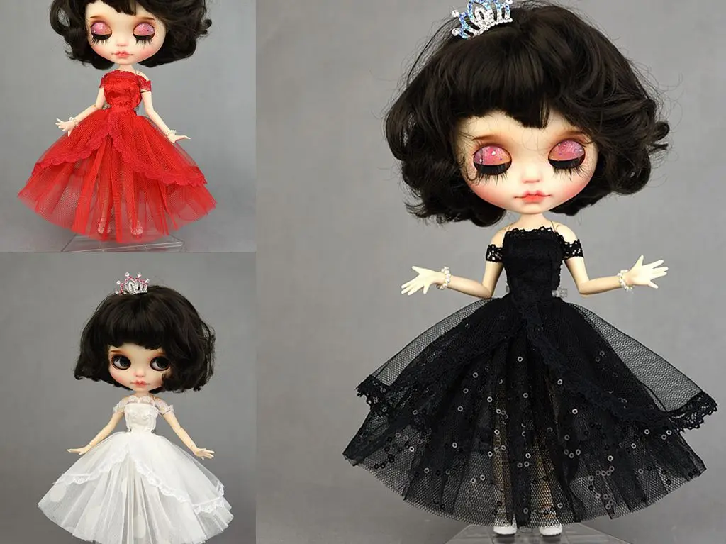 

1:6 Fashion Lace Doll Dress for Blythe Clothes Outfits Princess Tutu Dresses Party Gown Vestidoes for Blyth 1/6 BJD Accessories