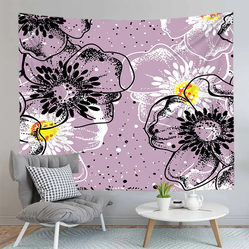 Гобеленовое одеяло с маргаритками декоративный ковер в стиле бохо настенный
